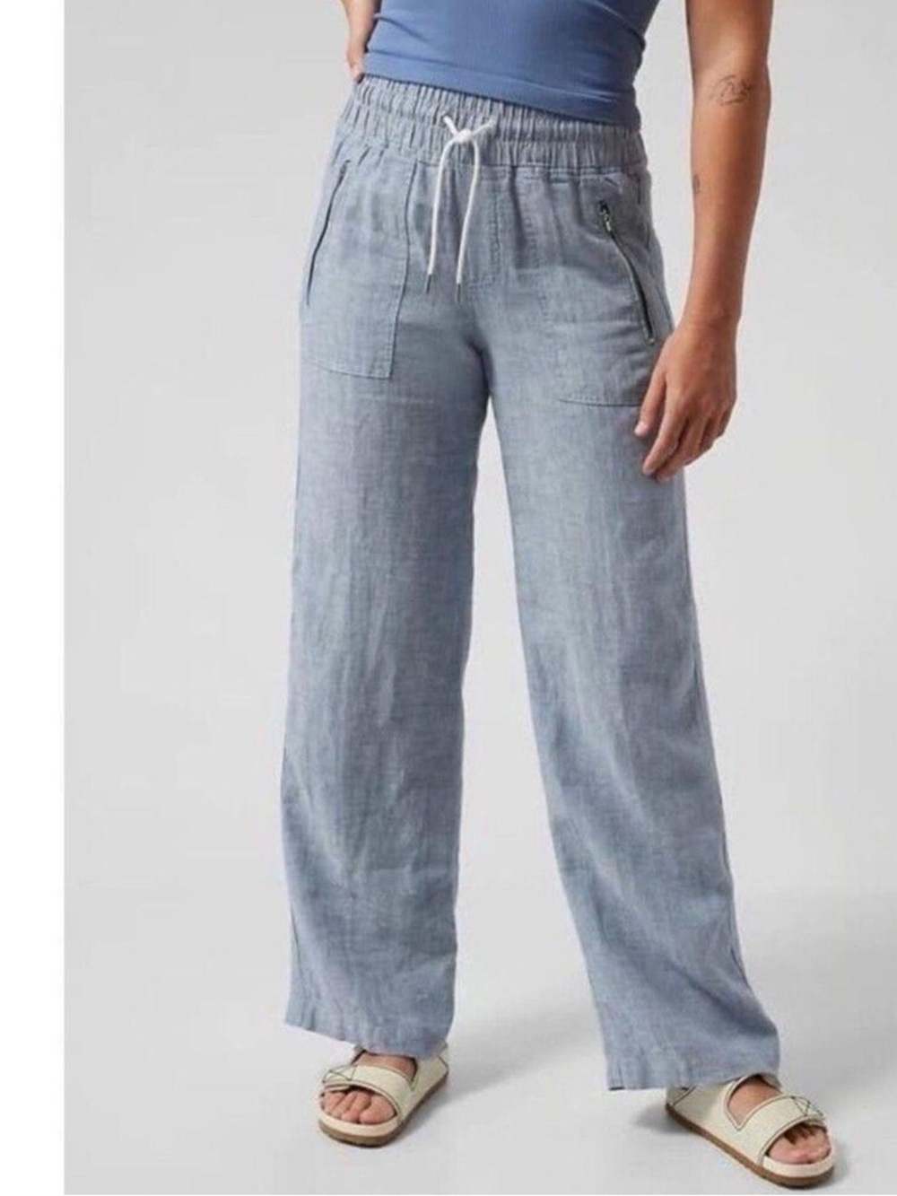 Athleta Cabo Linen Wide-Leg Pants 6